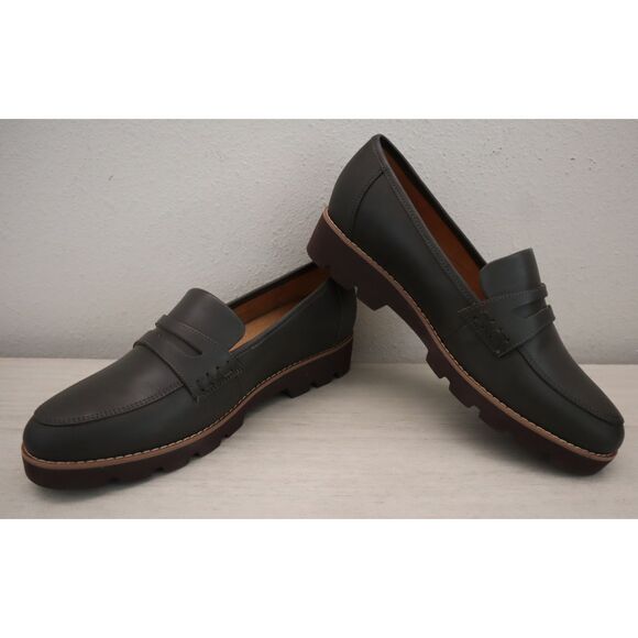 Vionic Women's Sz 10M Dark Khaki Green Leather Cheryl II Slip-On Loafers - Picture 10 of 12
